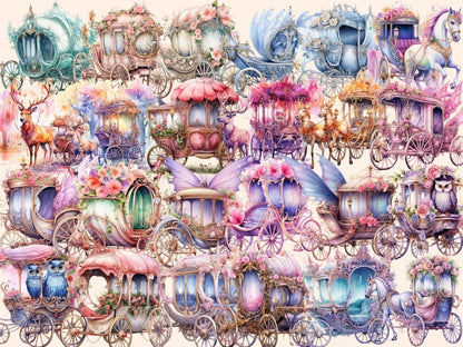 Fairy Carriages Watercolor Clipart carriage clipart - Wonders Artist