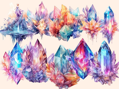 Fairy Crystals Watercolor Clipart crystal clipart - Wonders Artist