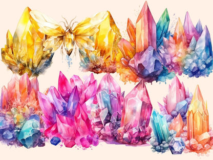 Fairy Crystals Watercolor Clipart crystal clipart - Wonders Artist