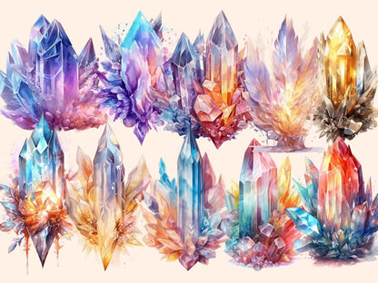 Fairy Crystals Watercolor Clipart crystal clipart - Wonders Artist