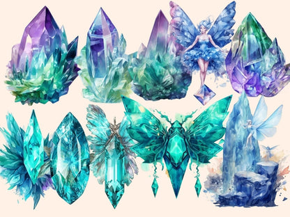 Fairy Crystals Watercolor Clipart crystal clipart - Wonders Artist