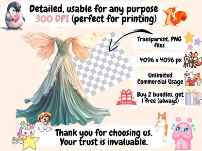 Fairy Fashion Watercolor Clipart cute fairy png fairy clipart fairy costume images - WondersArtist