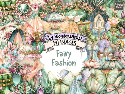 Fairy Fashion Watercolor Clipart cute fairy png fairy clipart fairy costume images - WondersArtist