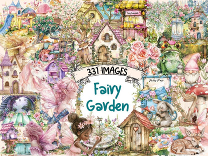 Fairy Garden Watercolor Clipart cute garden clipart - Wonders Artist