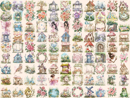 Fairy Garden Watercolor Clipart cute garden clipart - Wonders Artist