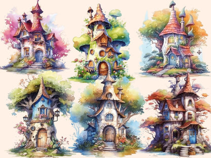 Fairy Houses Watercolor Clipart fairy clipart - Wonders Artist