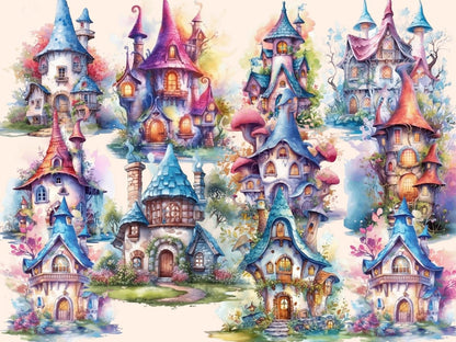 Fairy Houses Watercolor Clipart fairy clipart - Wonders Artist