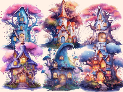 Fairy Houses Watercolor Clipart fairy clipart - Wonders Artist