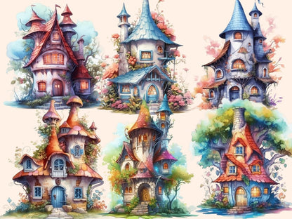 Fairy Houses Watercolor Clipart fairy clipart - Wonders Artist