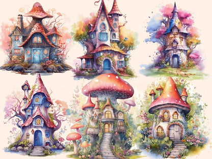Fairy Houses Watercolor Clipart fairy clipart - Wonders Artist