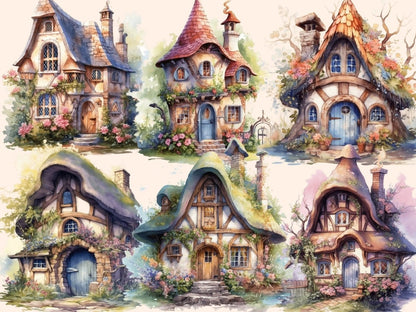 Fairy Houses Watercolor Clipart fairy clipart - Wonders Artist