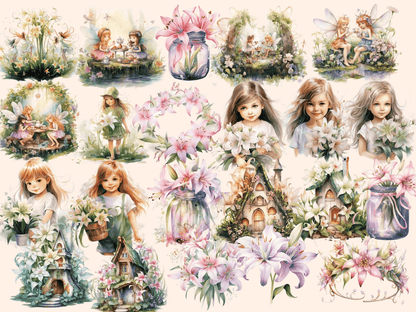 Fairy Lily Watercolor Clipart fairy lily clipart - Wonders Artist