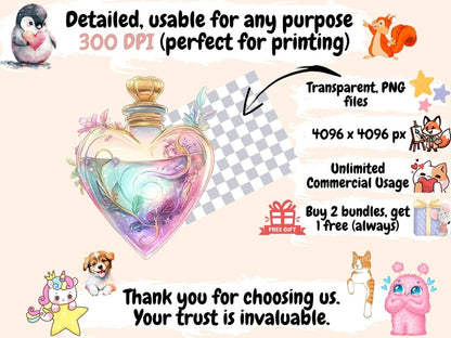 Fairy Potions Watercolor Clipart Cute Potion PNG - Wonders Artist