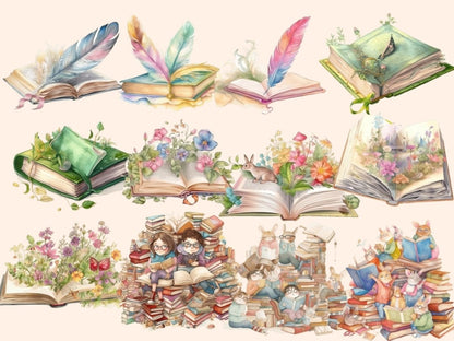 Fairytale Books Watercolor Clipart book clipart - Wonders Artist