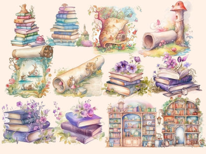 Fairytale Books Watercolor Clipart book clipart - Wonders Artist
