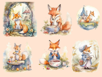 Fairytale Foxes Watercolor (Legacy) Clipart Animal clipart - Wonders Artist