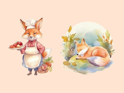 Fairytale Foxes Watercolor (Legacy) Clipart Animal clipart - Wonders Artist
