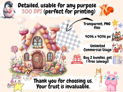 Fairytale Houses Watercolor Clipart Cottage Printables - Wonders Artist