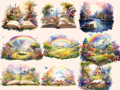 Fairytale Landscapes Watercolor Clipart children's book png - Wonders Artist