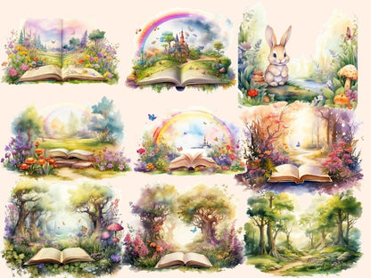 Fairytale Landscapes Watercolor Clipart children's book png - Wonders Artist