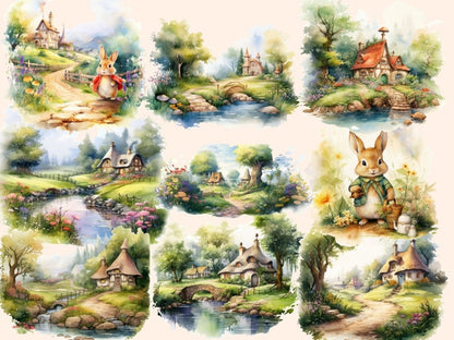 Fairytale Landscapes Watercolor Clipart children's book png - Wonders Artist