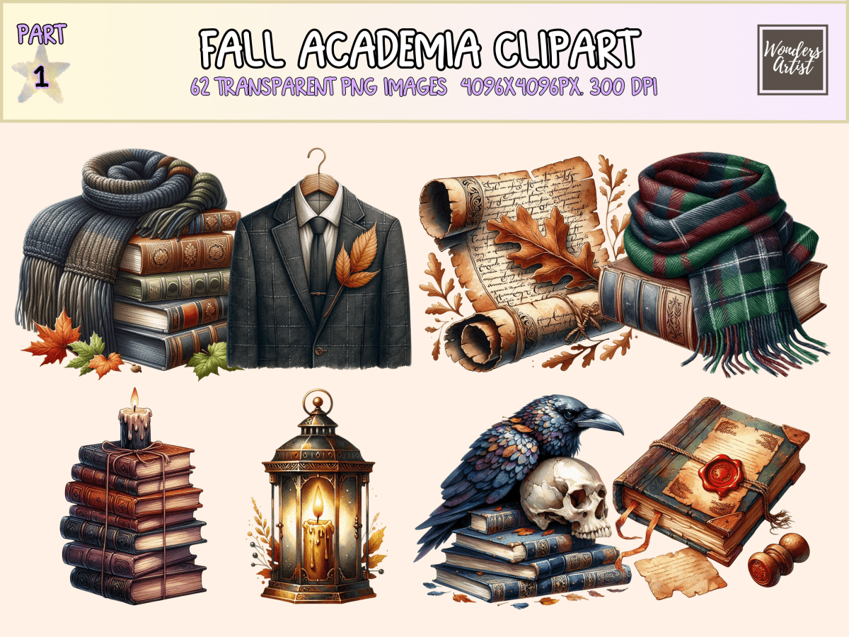 Fall Academia Clipart All Bundles Clipart Line Art - WondersArtist