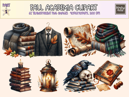 Fall Academia Clipart All Bundles Clipart Line Art - WondersArtist