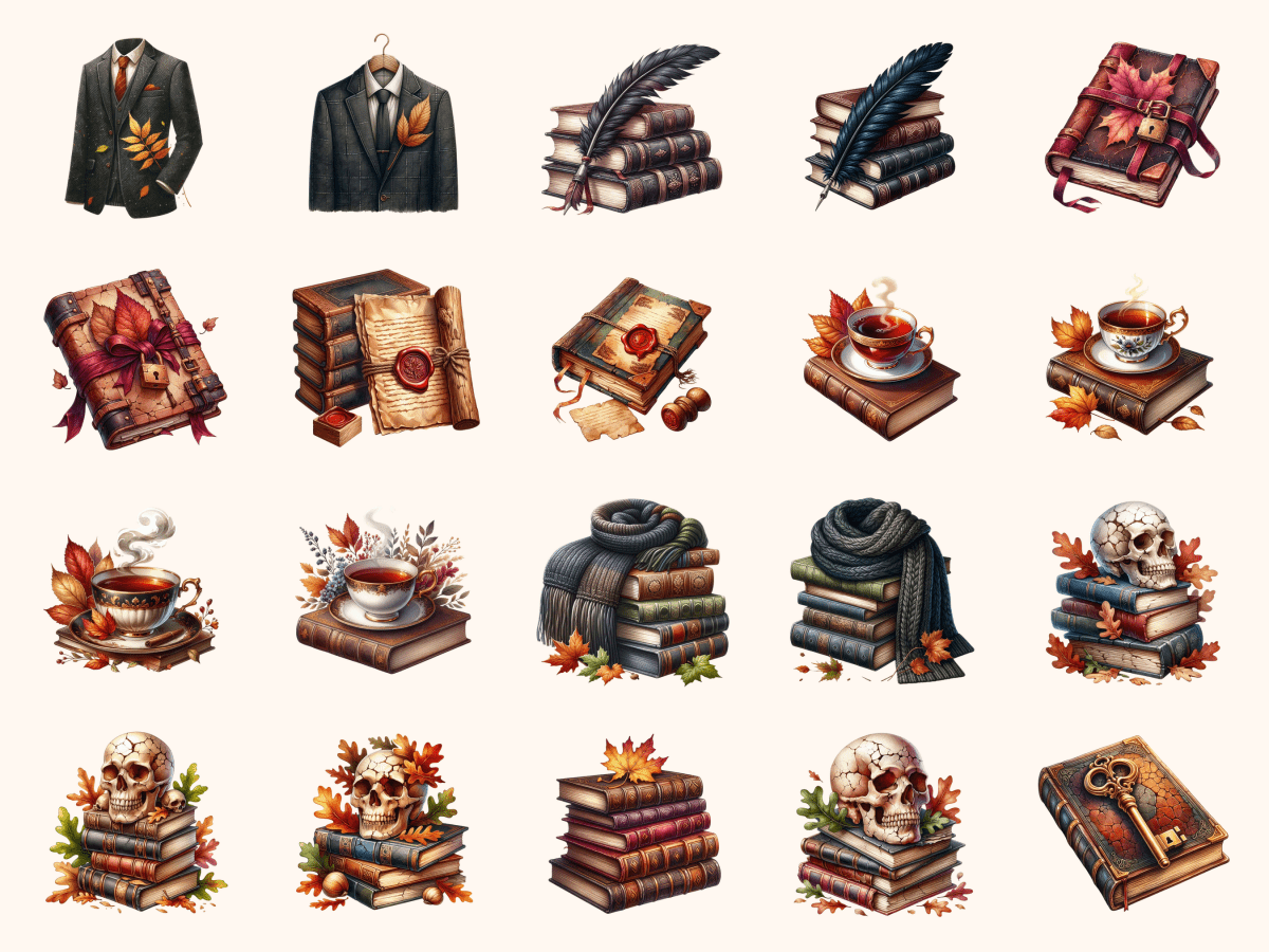 Fall Academia Clipart All Bundles Clipart Line Art - WondersArtist