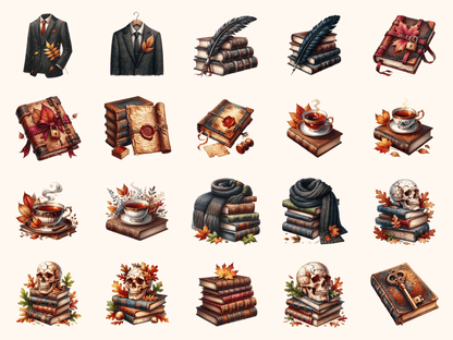 Fall Academia Clipart All Bundles Clipart Line Art - WondersArtist