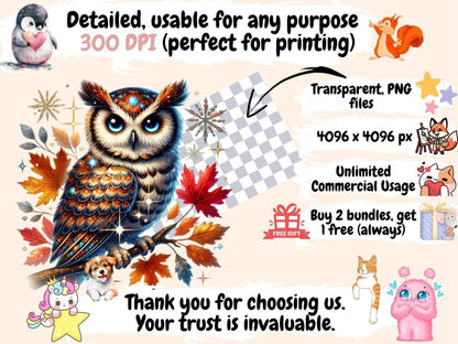 Fall Animals (P2) Clipart Autumn Animal Art - Wonders Artist