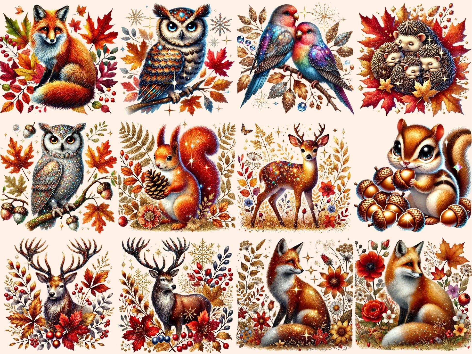 Fall Animals (P2) Clipart - High - Quality Instant Digital Download for Creative Projects