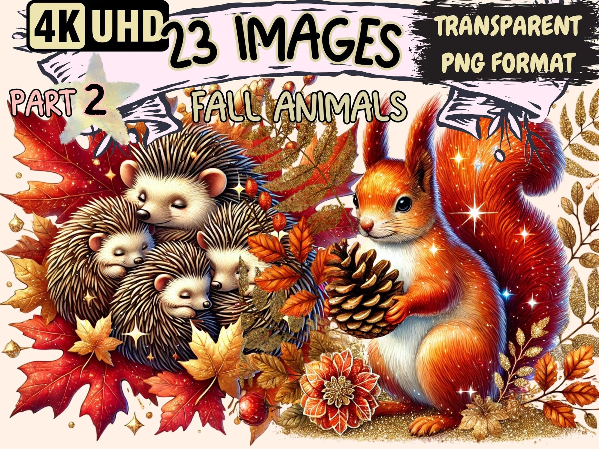 Fall Animals (P2) Clipart - High - Quality Instant Digital Download for Creative Projects