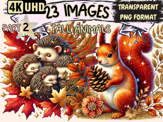 Fall Animals (P2) Clipart - High - Quality Instant Digital Download for Creative Projects