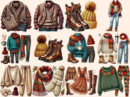 Fall Fashion Clipart Autumn Apparel - Wonders Artist