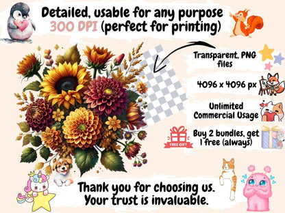 Fall Flowers Clipart Autumn Blooms - Wonders Artist