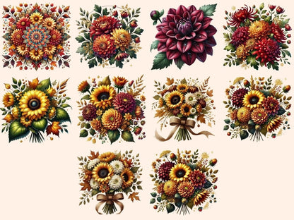 Fall Flowers Clipart Autumn Blooms - Wonders Artist