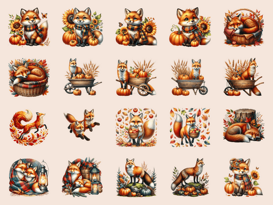 Fall Foxes Clipart