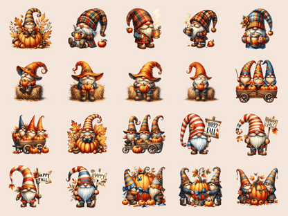 Fall Gnomes Clipart All Bundles Clipart Line Art - WondersArtist