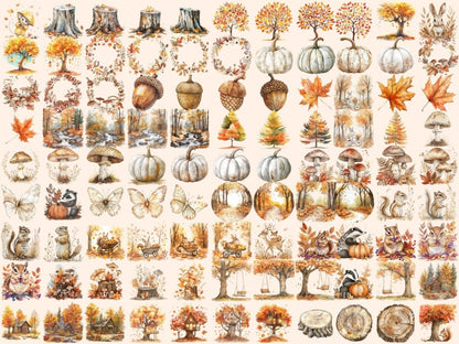 Fall in the Forest Watercolor Clipart Autumn Clipart - Wonders Artist