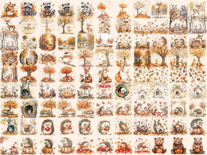 Fall in the Forest Watercolor Clipart Autumn Clipart - Wonders Artist