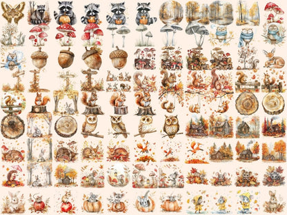 Fall in the Forest Watercolor Clipart Autumn Clipart - Wonders Artist