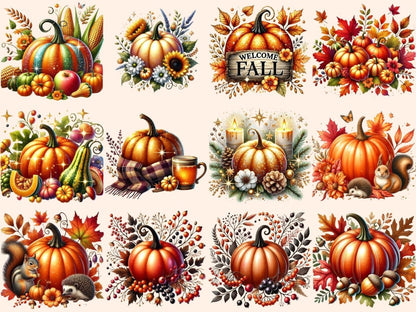 Fall Pumpkins Clipart Autumn Gourds - Wonders Artist