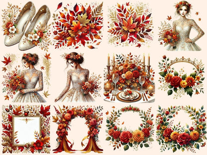 Fall Wedding Clipart Autumn Bridal - Wonders Artist
