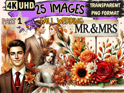 Fall Wedding Clipart Autumn Bridal - Wonders Artist