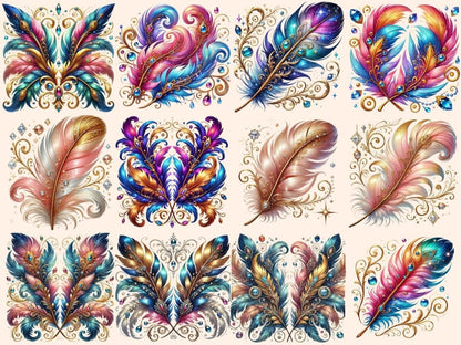 Fancy Feathers Clipart decorative feathers - Wonders Artist
