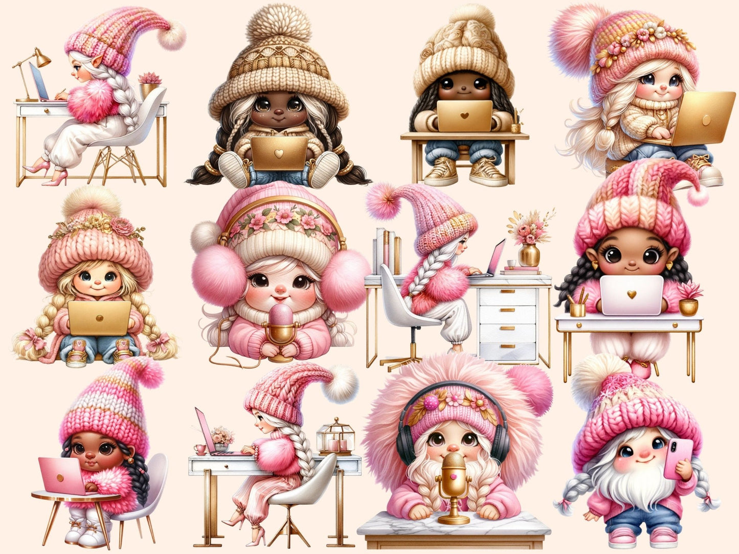 Fancy Gnomes Clipart - High - Quality Instant Digital Download for Creative Projects