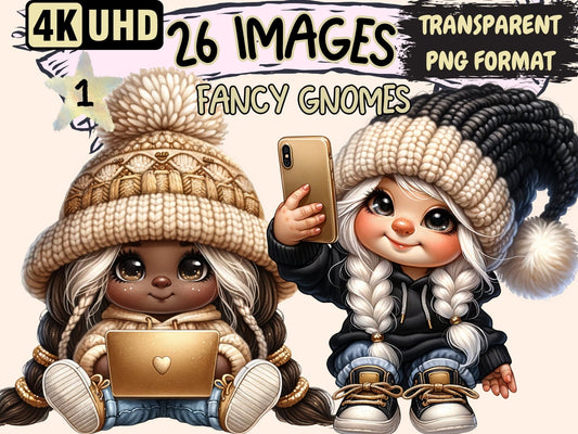 Fancy Gnomes Clipart - High - Quality Instant Digital Download for Creative Projects