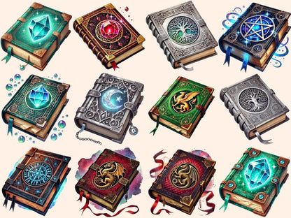 Fantasy Books Clipart - High - Quality Instant Digital Download for Creative Projects
