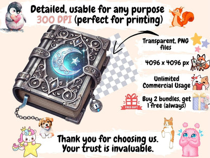 Fantasy Books Clipart Book Art Printables - Wonders Artist