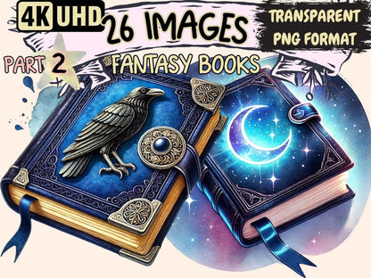 Fantasy Books (P2) Clipart Book Art Printables - Wonders Artist